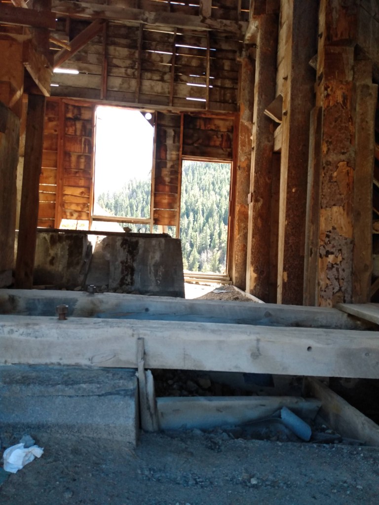 Large stamping pad in old ore stamping mill.