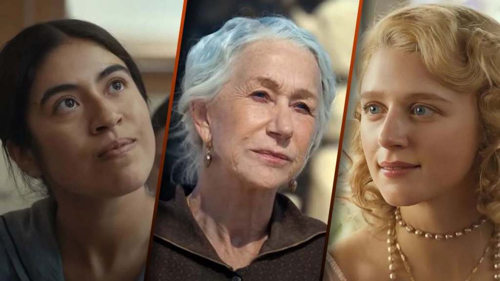 Three women: Teonna Rainwater (Aminah Nieves), Cara Dutton (Helen Mirren), and Alex Dutton (Julia Schlaephfer)