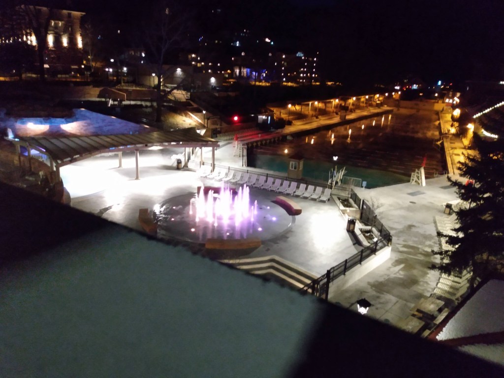 Fountain with Purple Lights