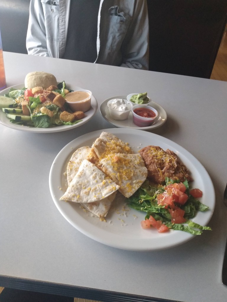 quesadia with refried beans