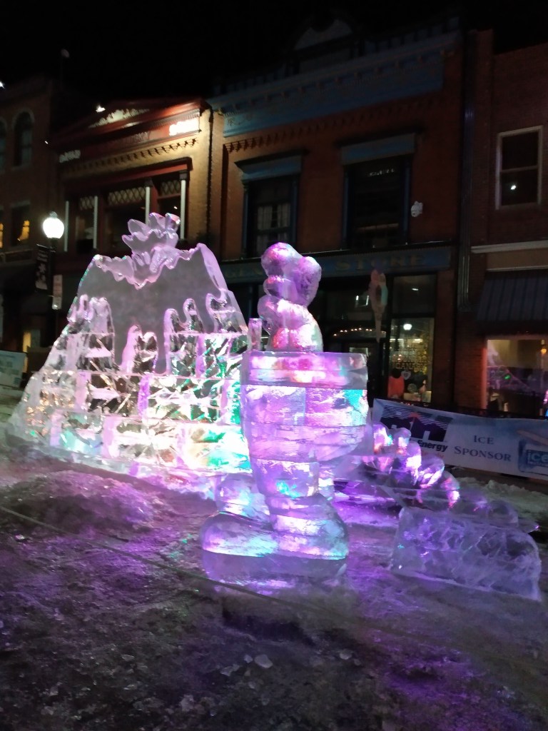 Ice Sculpture with purple lighting