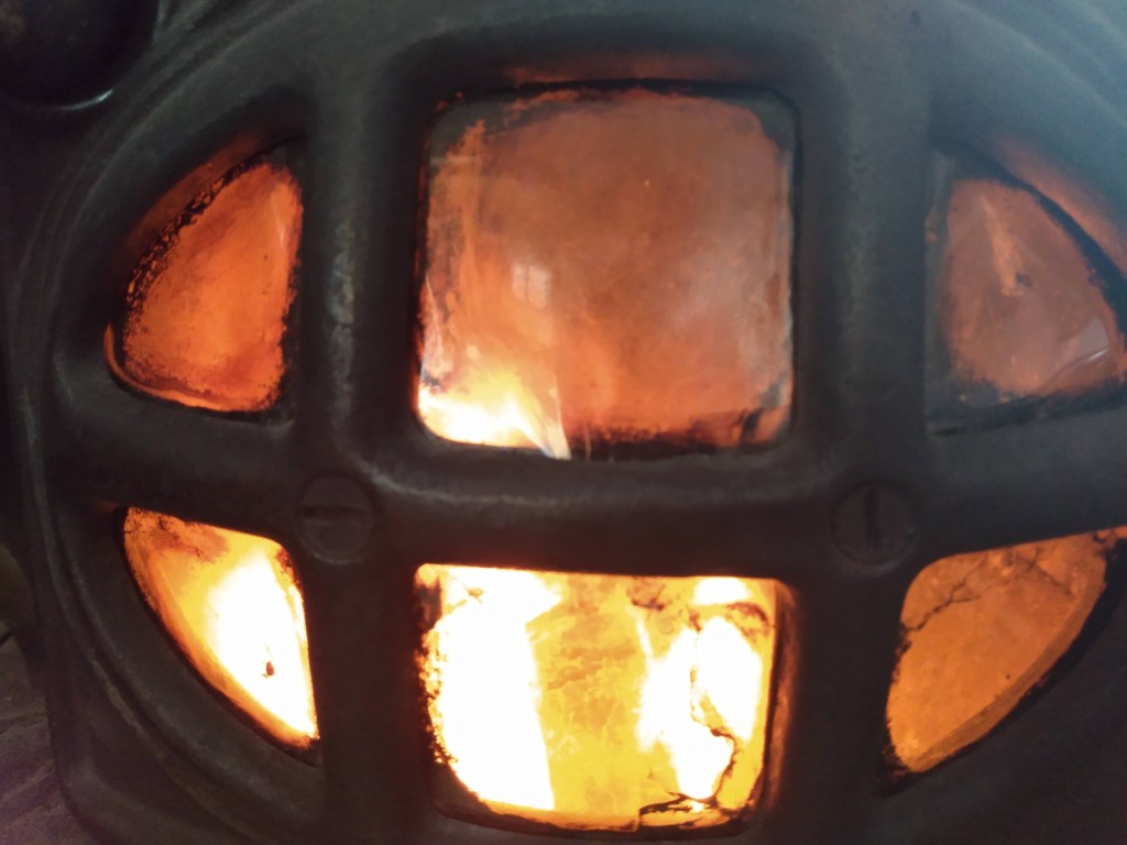 Fire in a woodburning stove