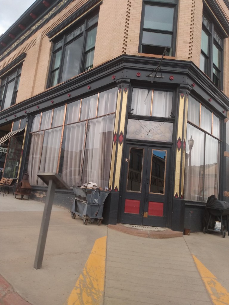 Corner Entrance to Black Monarch Boutique Hotel in Victor, Colorado