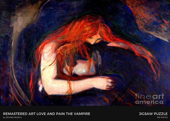 The Vampire (or Love and Pain), by Edvard Munch