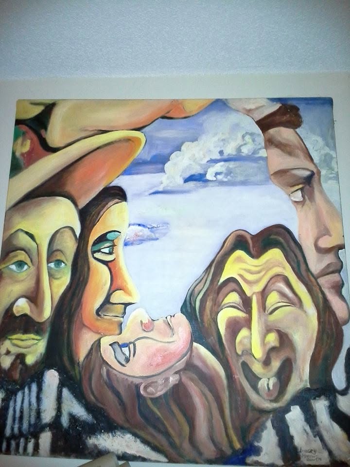 Surreal painting of faces